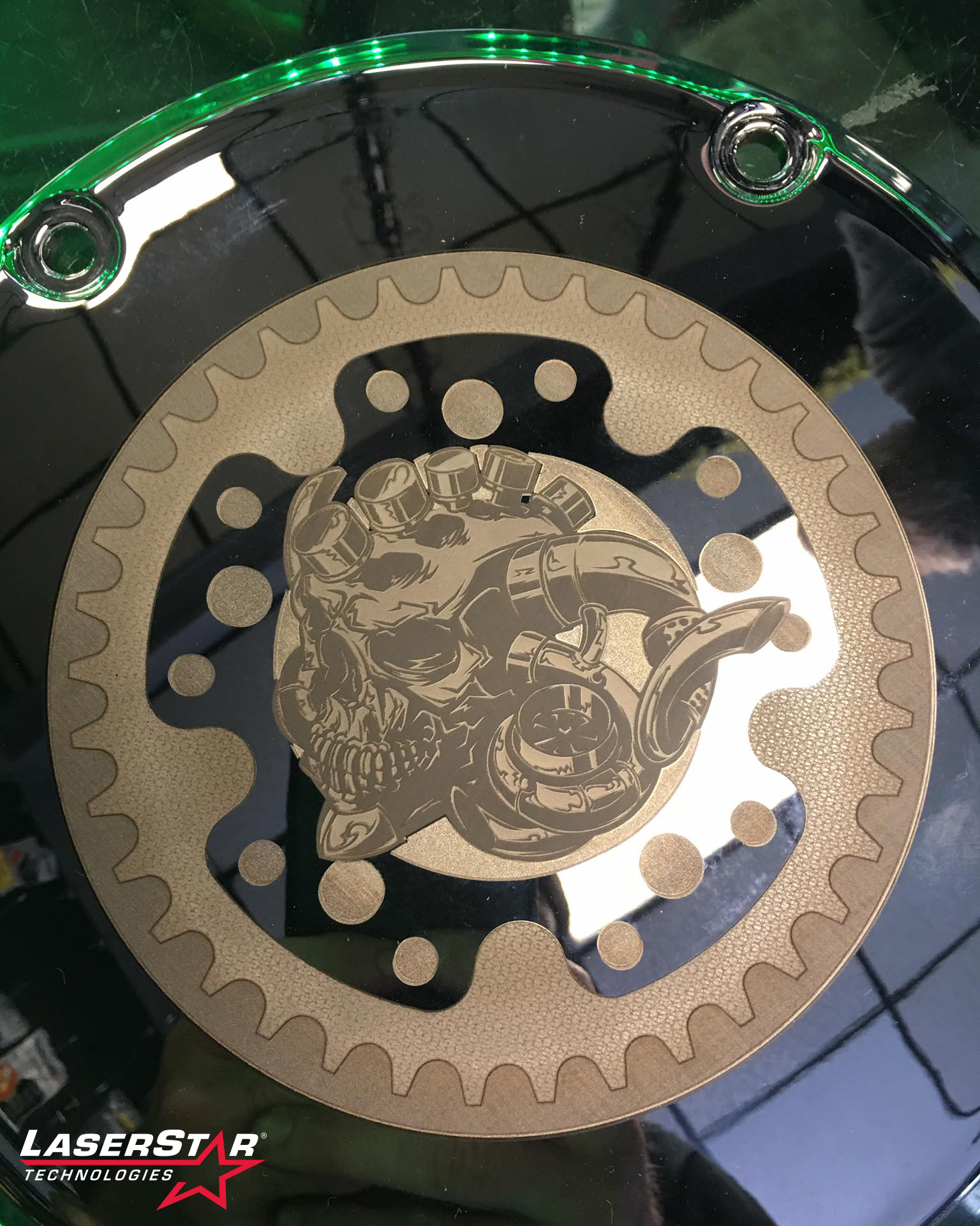 Harley Part Laser Engraving by Black Label Armament with LaserStar Logo